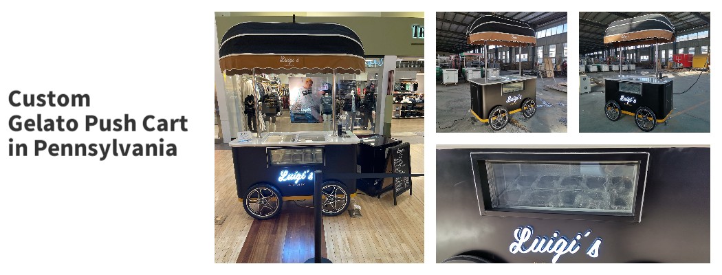 custom gelato push cart as concession stand for sale